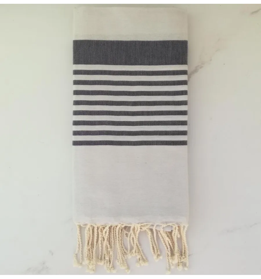 Fouta arabesque rayures marron 