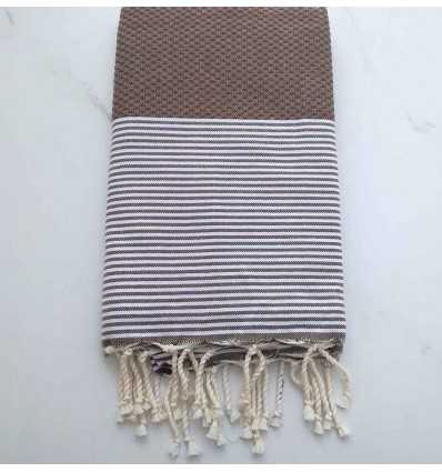 Fouta vert militaire rayée orange 