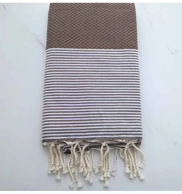 Fouta vert militaire rayée orange 