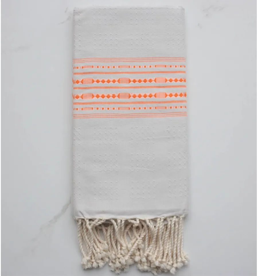 Fouta arabesque rayée rouge 