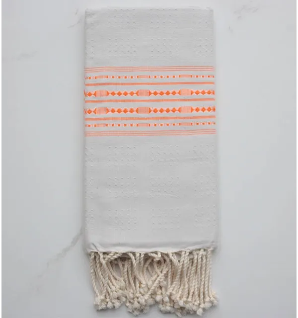 Fouta arabesque rayée rouge 