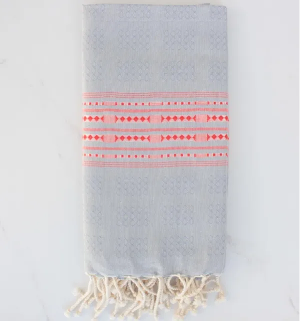 Fouta arabesque rayée rouge 