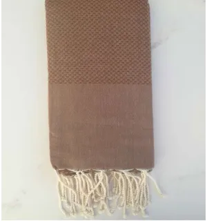 FOUTA nid d'abeille unie beige 