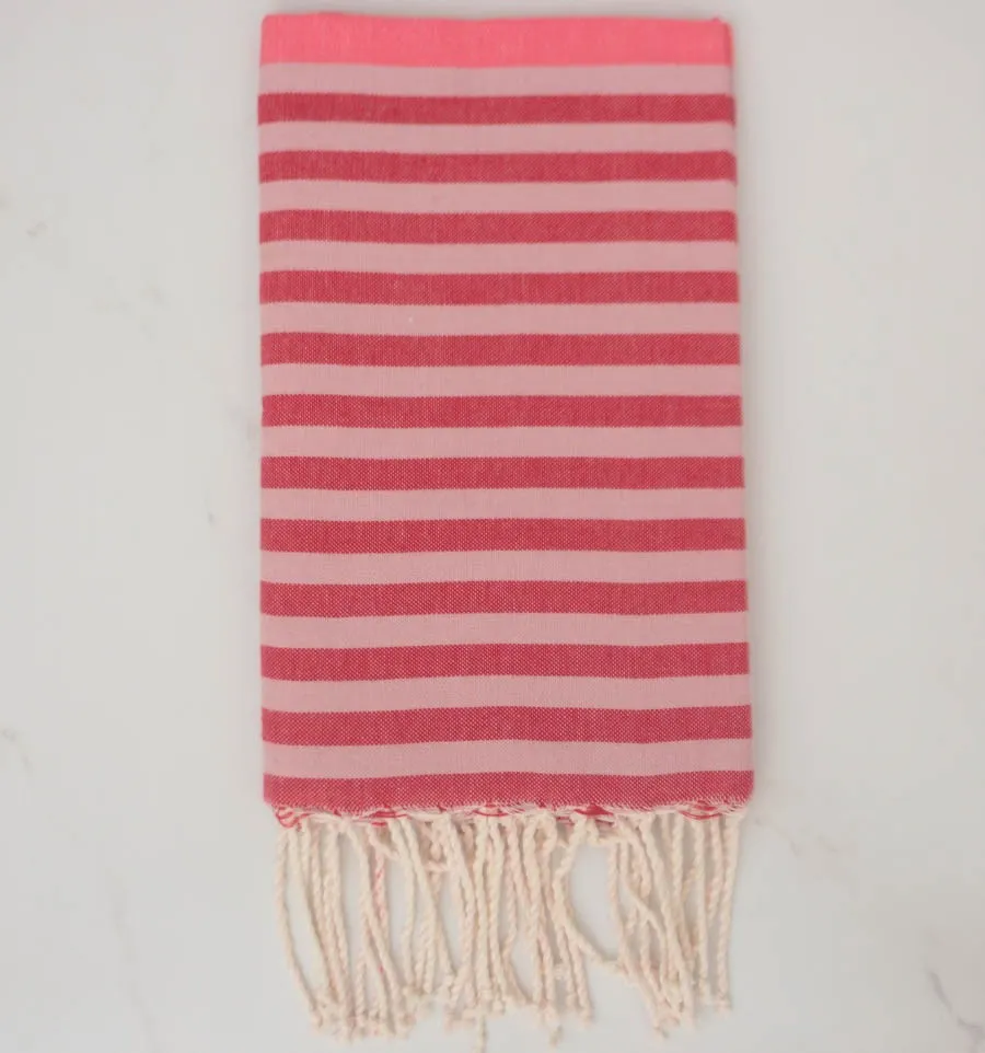 Fouta rosa, rojo y rosa pálido 