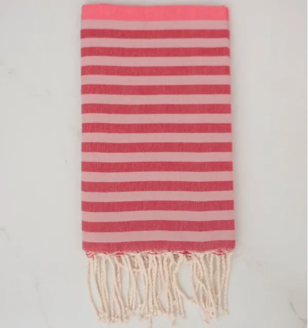 Fouta rosa, rojo y rosa pálido 