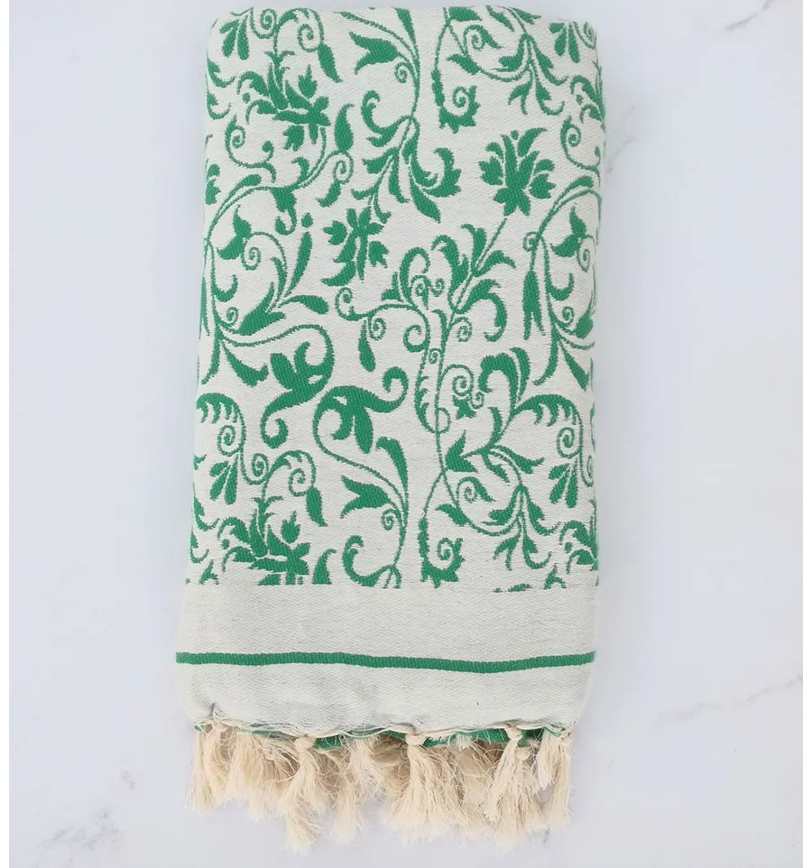 Fouta fleur vert 