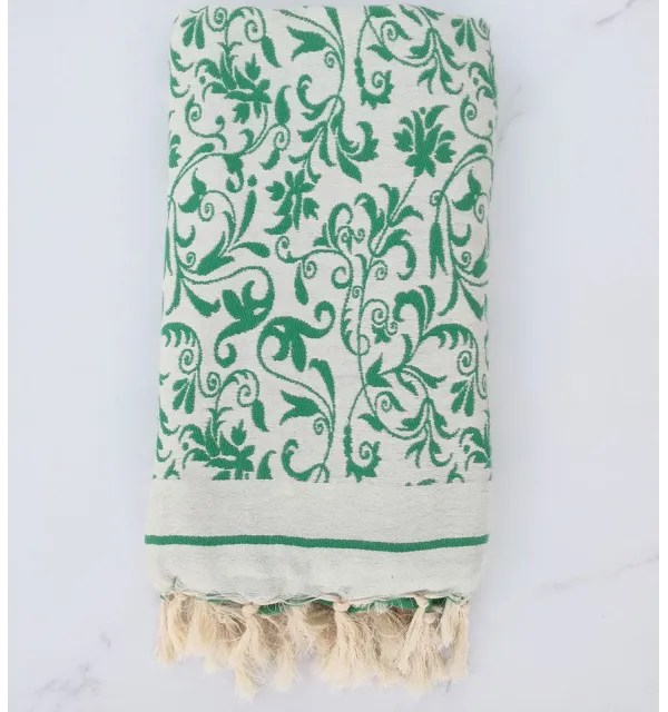 Fouta fleur vert 