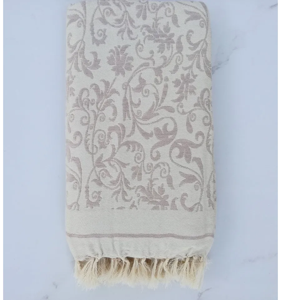 Fouta fleur Tourterelle 