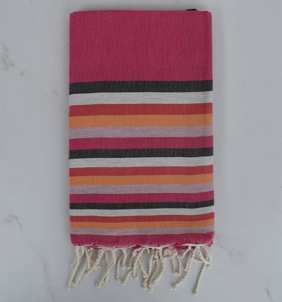 Fouta plate 6 couleurs avec rayures 