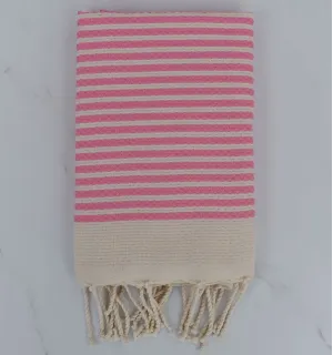 FOUTA nid d'abeille rayée 1 cm rayure rouge anglais 