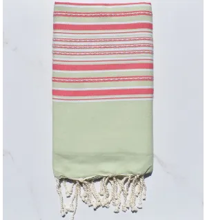 Fouta arabesco verde pistacho con rayas 