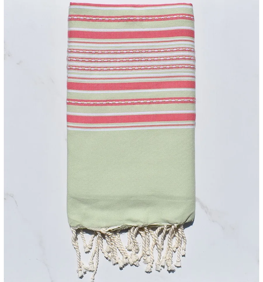 Fouta arabesco verde pistacho con rayas 