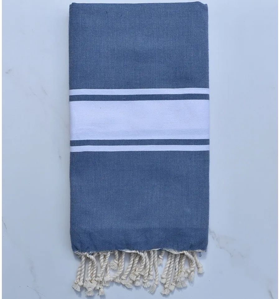 Toalla de playa plato Fouta blue woad 