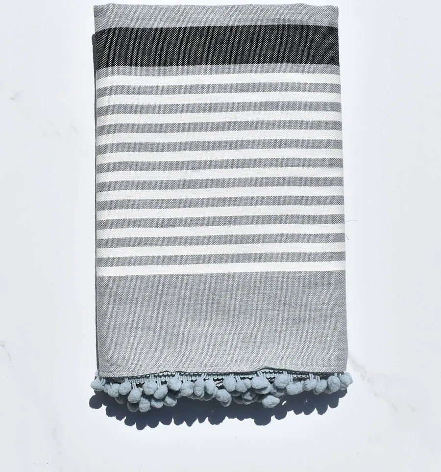 Fouta blanc cassé, gris et anthracite 