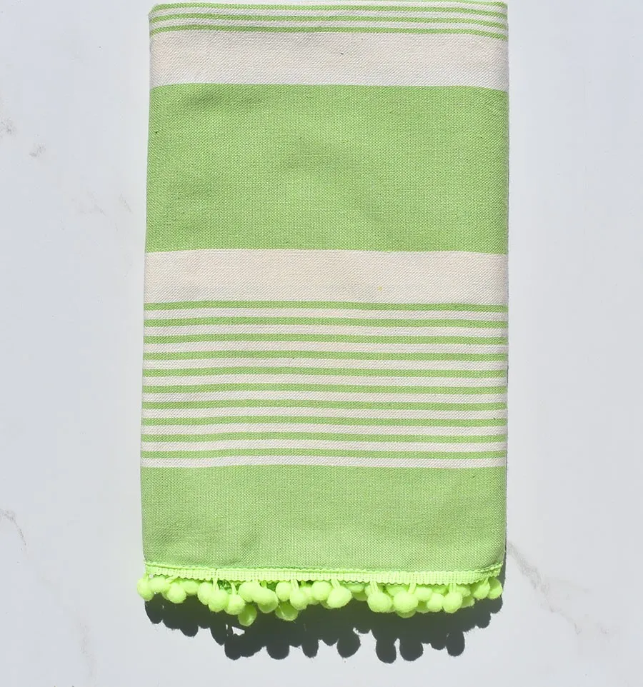 Fouta blanc crème et vert 