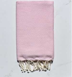 Fouta nid d'abeille unie rose dragée clair 