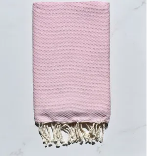 Fouta nid d'abeille unie rose dragée clair 