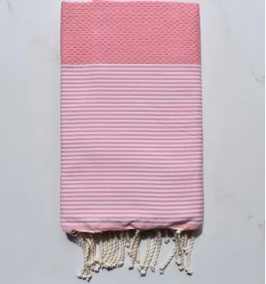 Fouta Toalla de playa blanco a rayas rosa pastel 