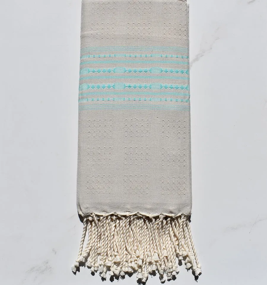 Fouta thalasso grège avec motifs mers du sud 