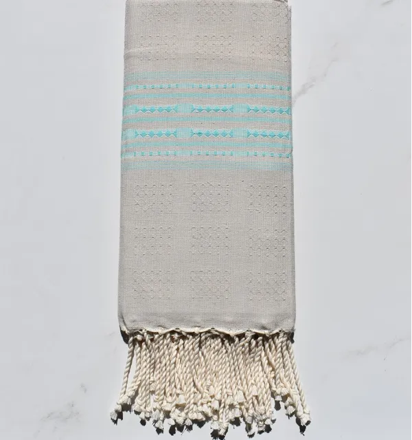 Fouta thalasso grège avec motifs mers du sud 