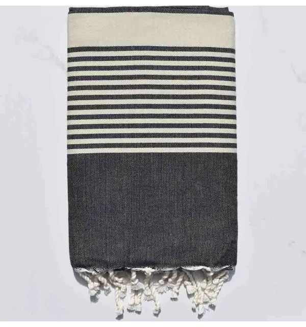 Fouta arthur ardoise avec rayures 