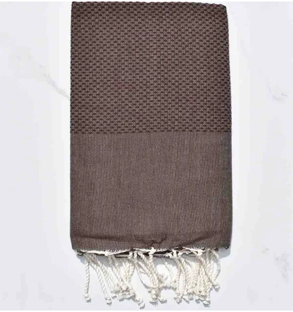 Fouta nid d'abeille unie chocolat 