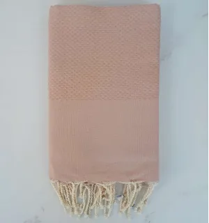 Fouta nido de abeja unido rosa ocre 