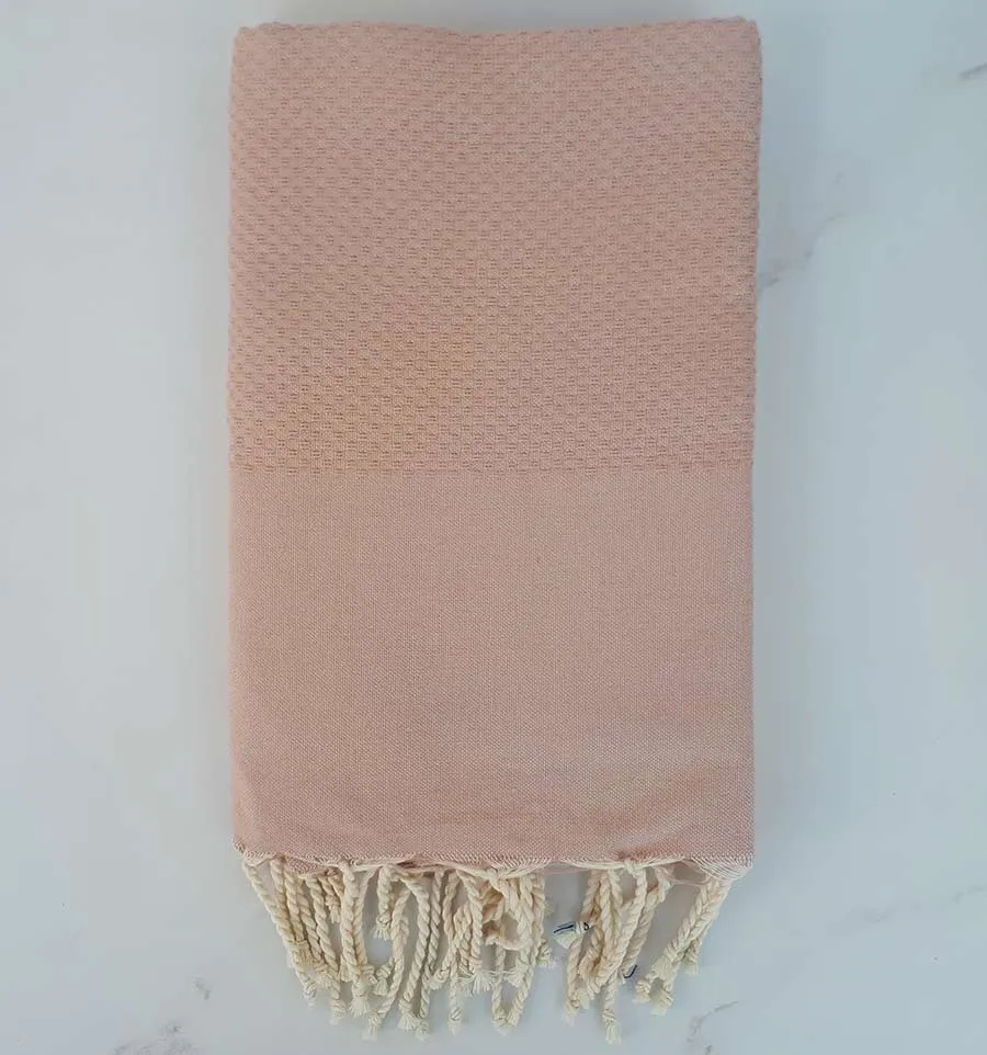 Fouta nido de abeja unido rosa ocre 