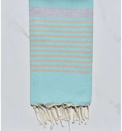 Fouta Arturo turquesa, gris y beige 