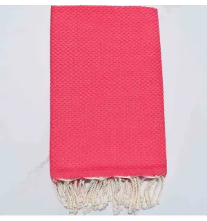 Fouta nid d'abeille unie rose fraise 