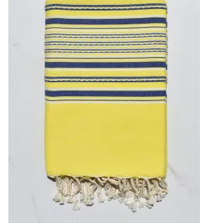 Fouta arabesco amarillo neón y azul 