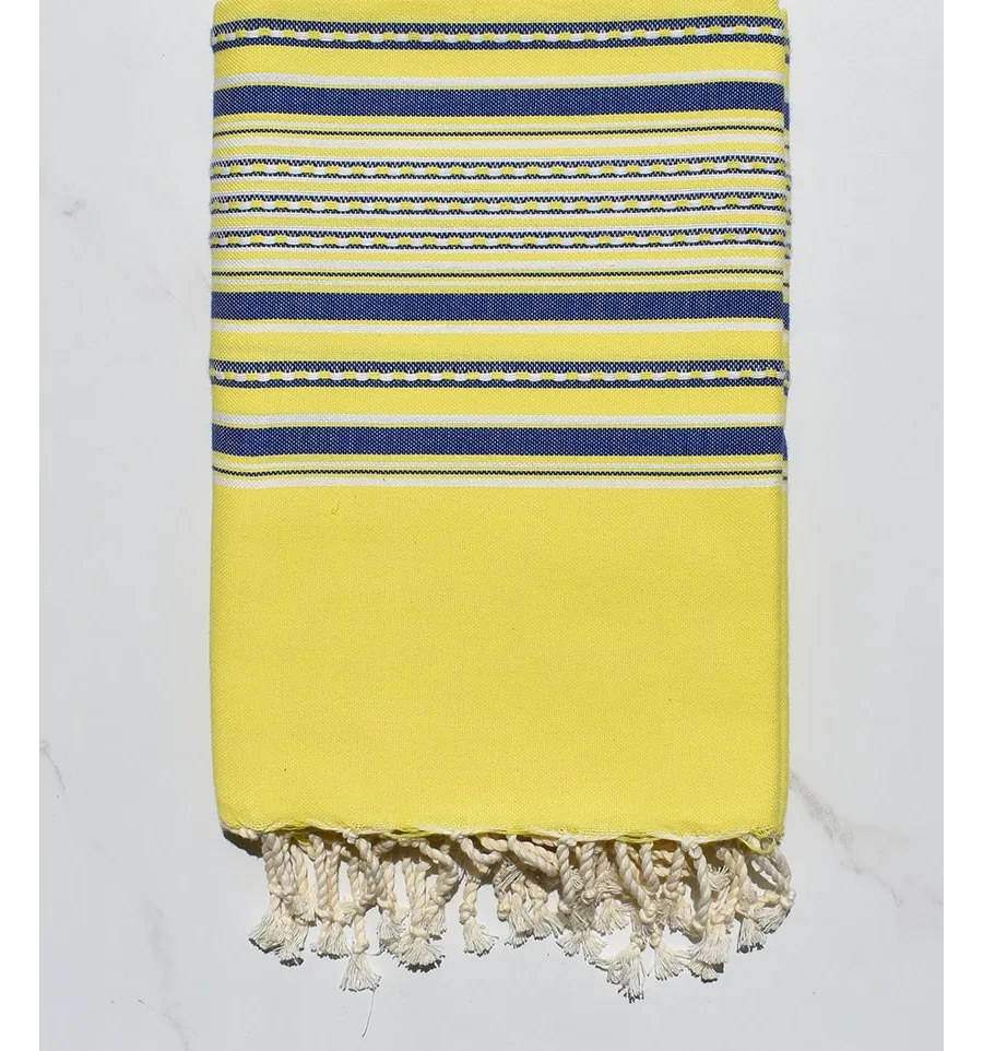 Fouta arabesco amarillo neón y azul 