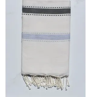 Fouta arabesco blanco crema, gris oscuro y azul grisáceo 