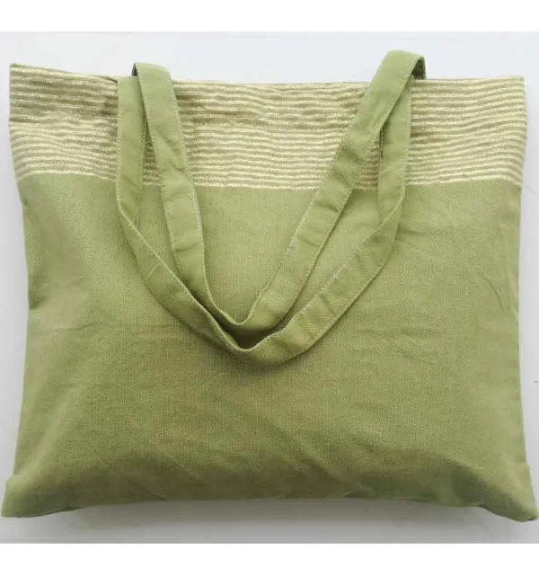 Sac de plage fouta vert olive avec lurex doré 