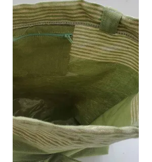 Sac de plage fouta vert olive avec lurex doré  2