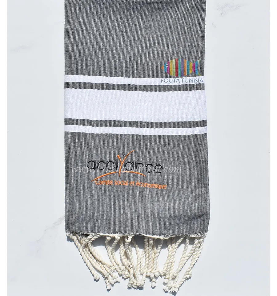 Fouta gris tormenta bordado acolyance 