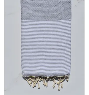 Fouta nid d'abeille gris avec rayures 