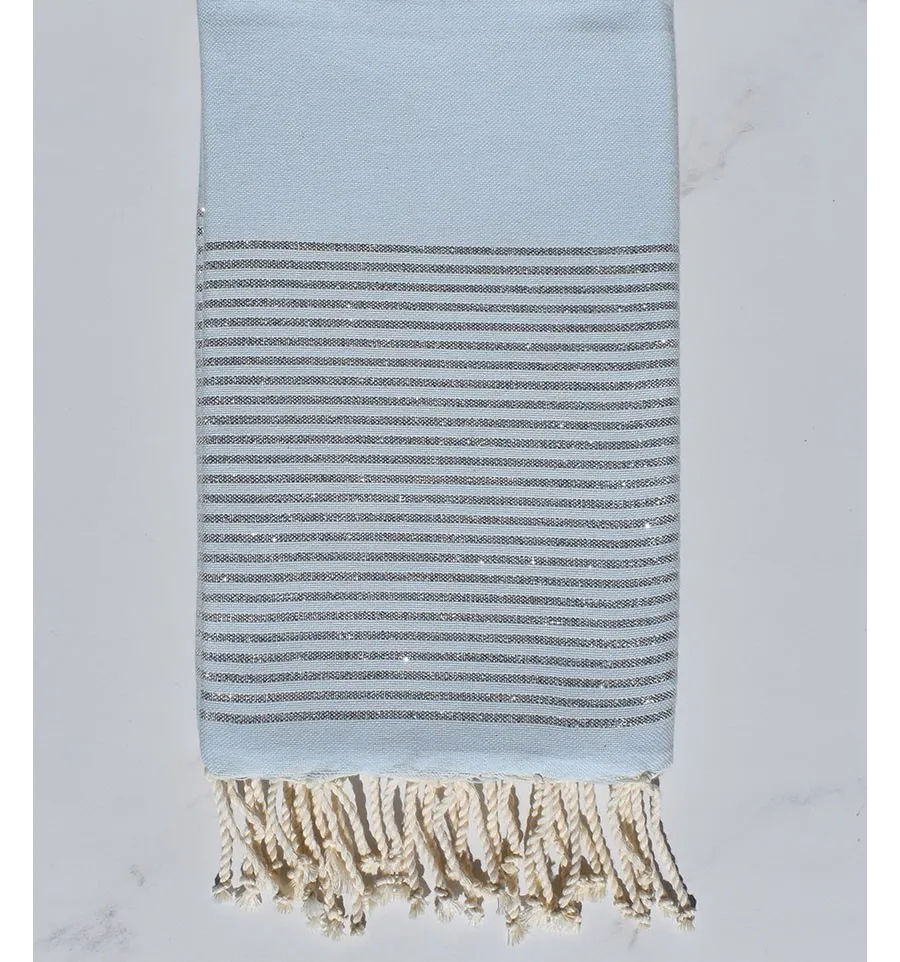 FOUTA Lurex PLATE Bleu fumée 