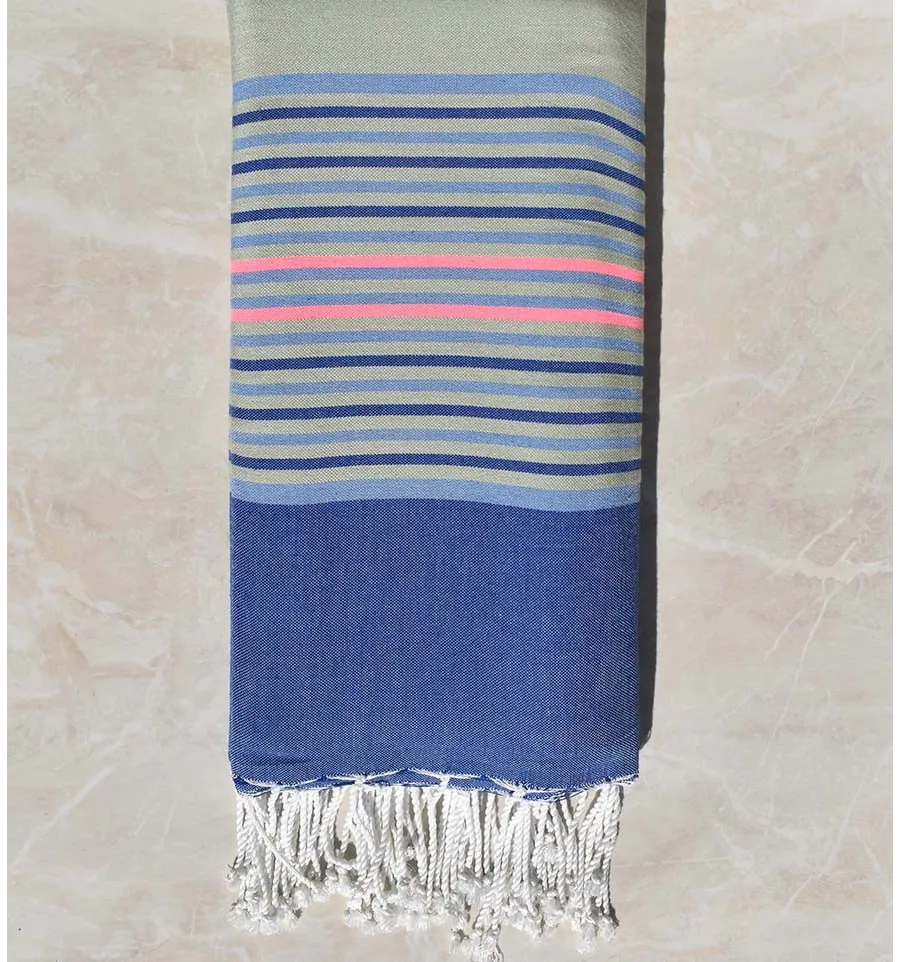 Gran fouta verde claro, azul y rosa neón 