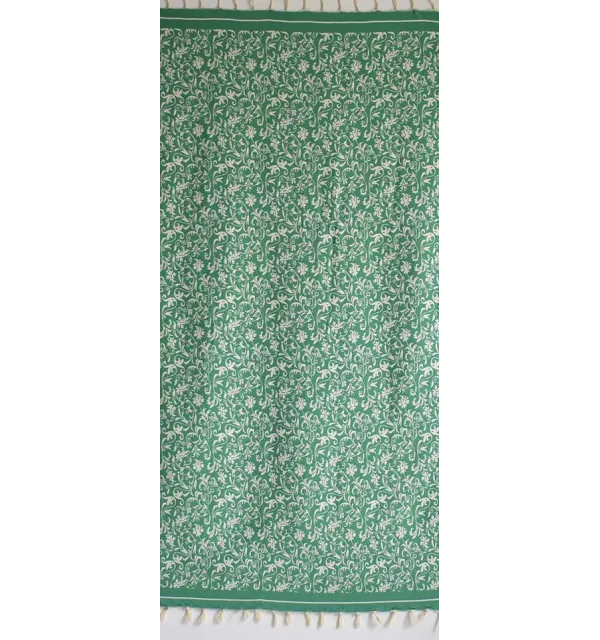 Fouta fleur vert 