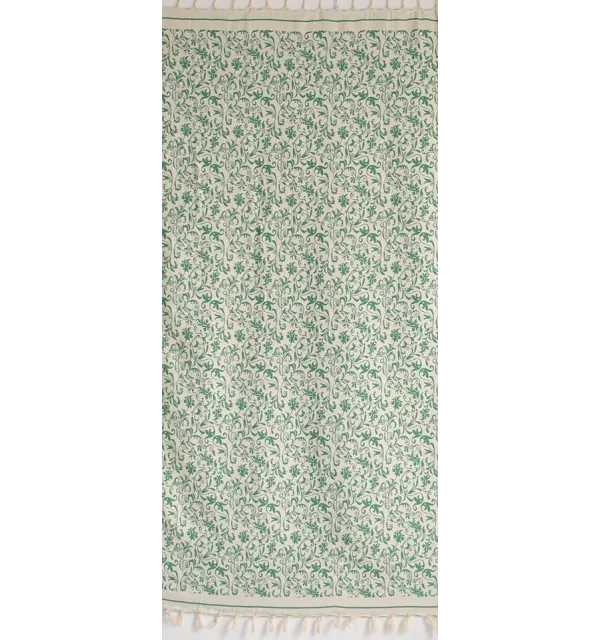 Fouta fleur vert 