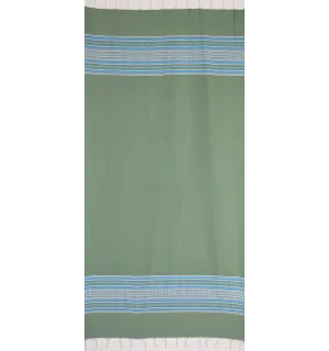 Fouta arabesco verde con rayas azules  2