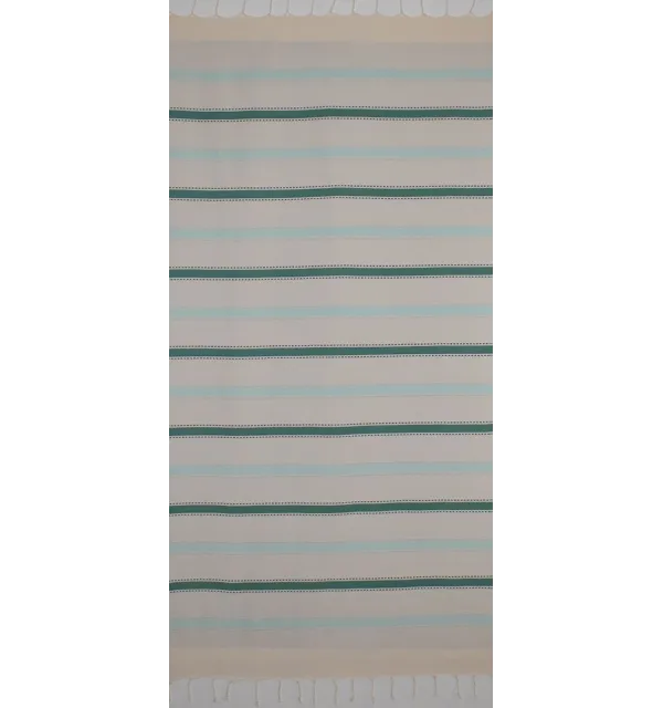 Fouta arabesque blanc crème, vert et turquoise 