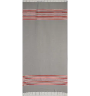 Fouta arabesque gris clair avec rayures rouge  2