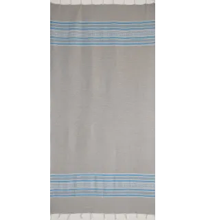 Fouta arabesco gris claro con rayas azules Fouta Tunisia - 1 2