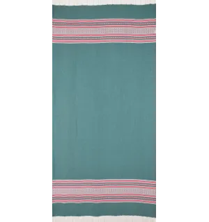 Fouta arabesco verde oscuro y rosa  2