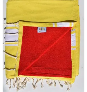 toalla de playa duplicado esponja amarillo cobalto y roja 