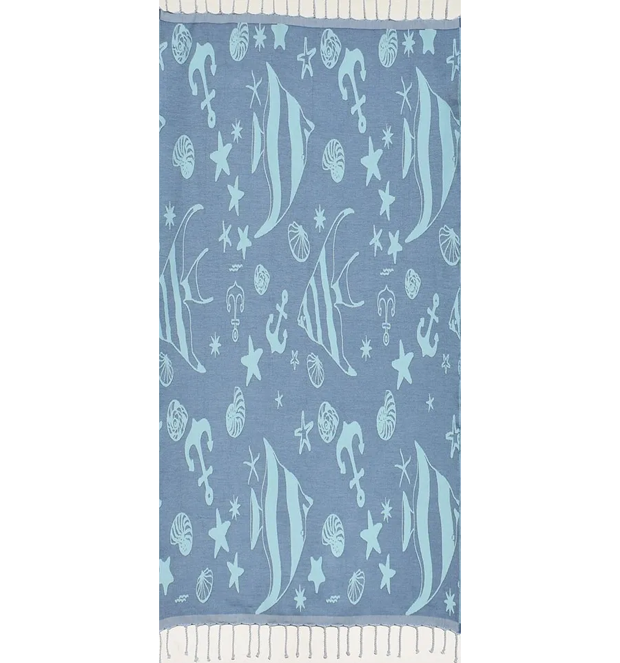 Toalla de playa jacquard stella di mare azul aciano y azul cielo claro 