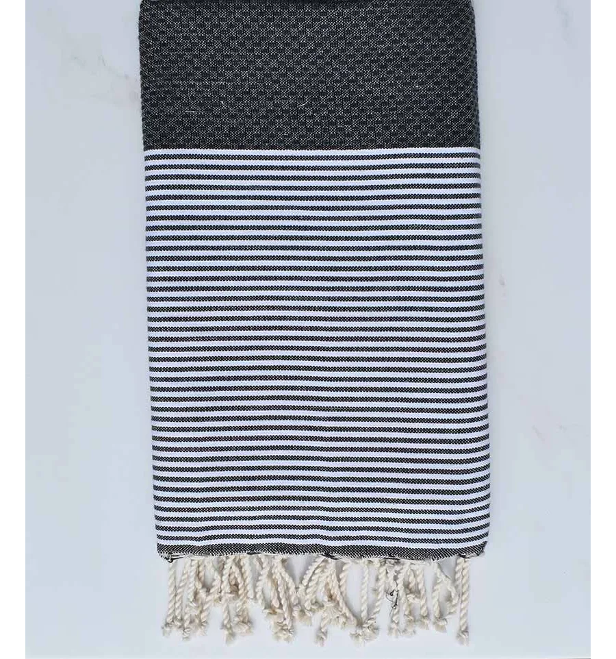 Toalla de playa Panal de abejas gris pizarra con alambre lurex 