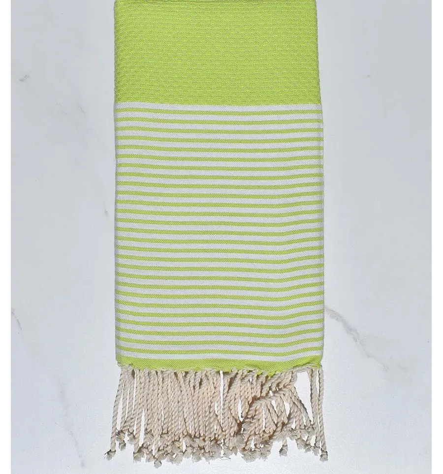 FOUTA NID D'ABEILLE Vert malachite rayée blanc 